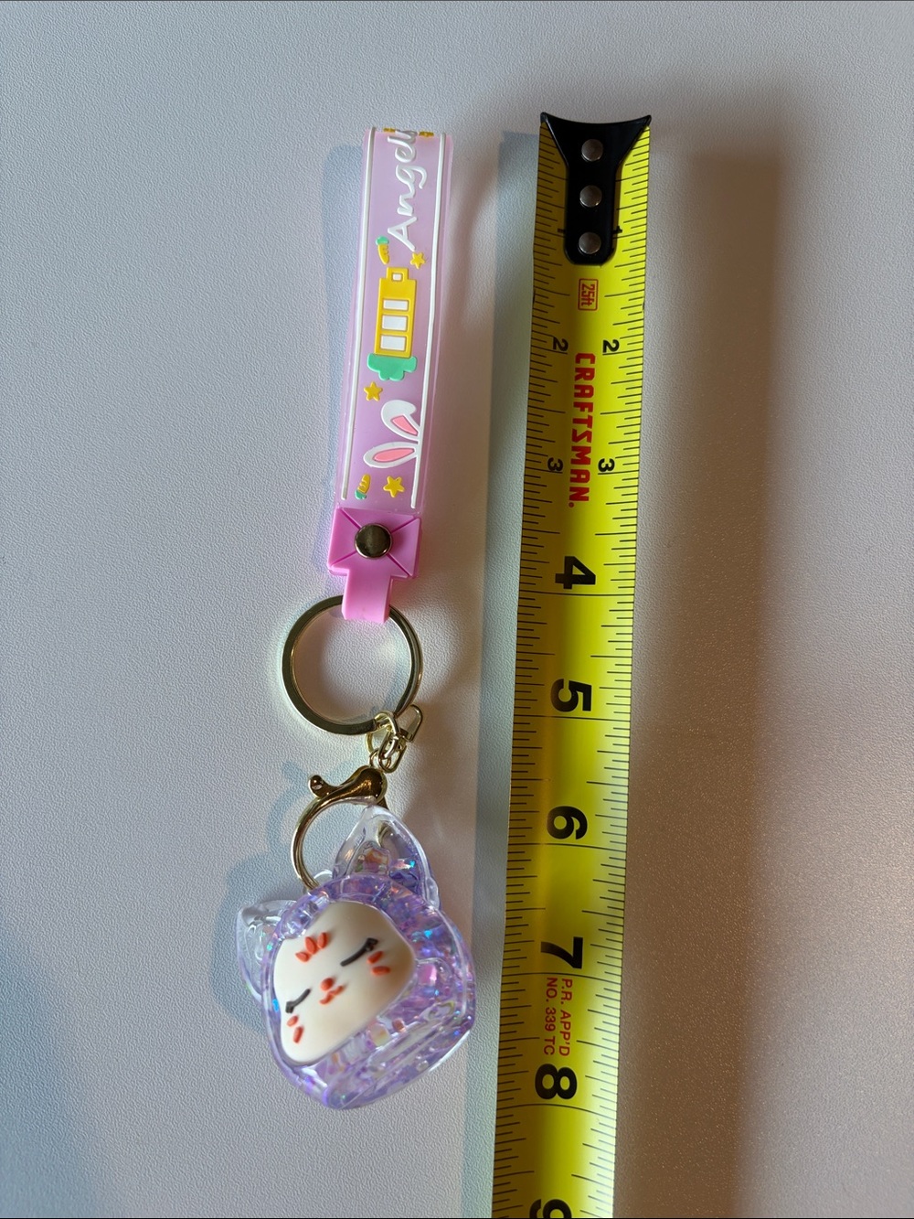 Kawaii Wristlet Keychain with Charm, Cute Glitter Floating Cat Liquid Shaker Key - Picture 8 of 8
